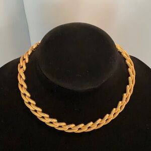 Monet Textured Gold Tone Link Choker Necklace